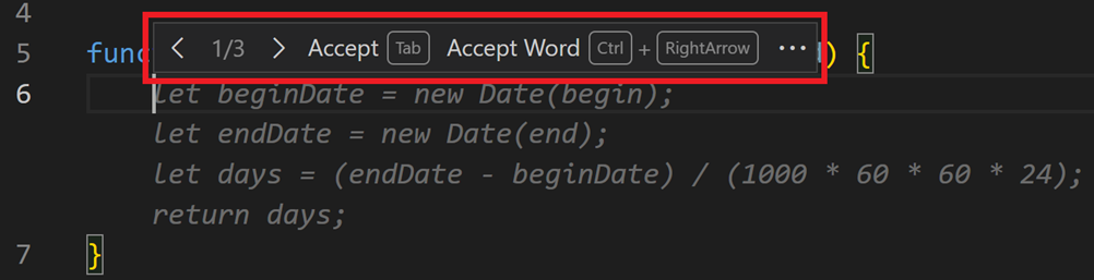 Copilot の複数候補表示