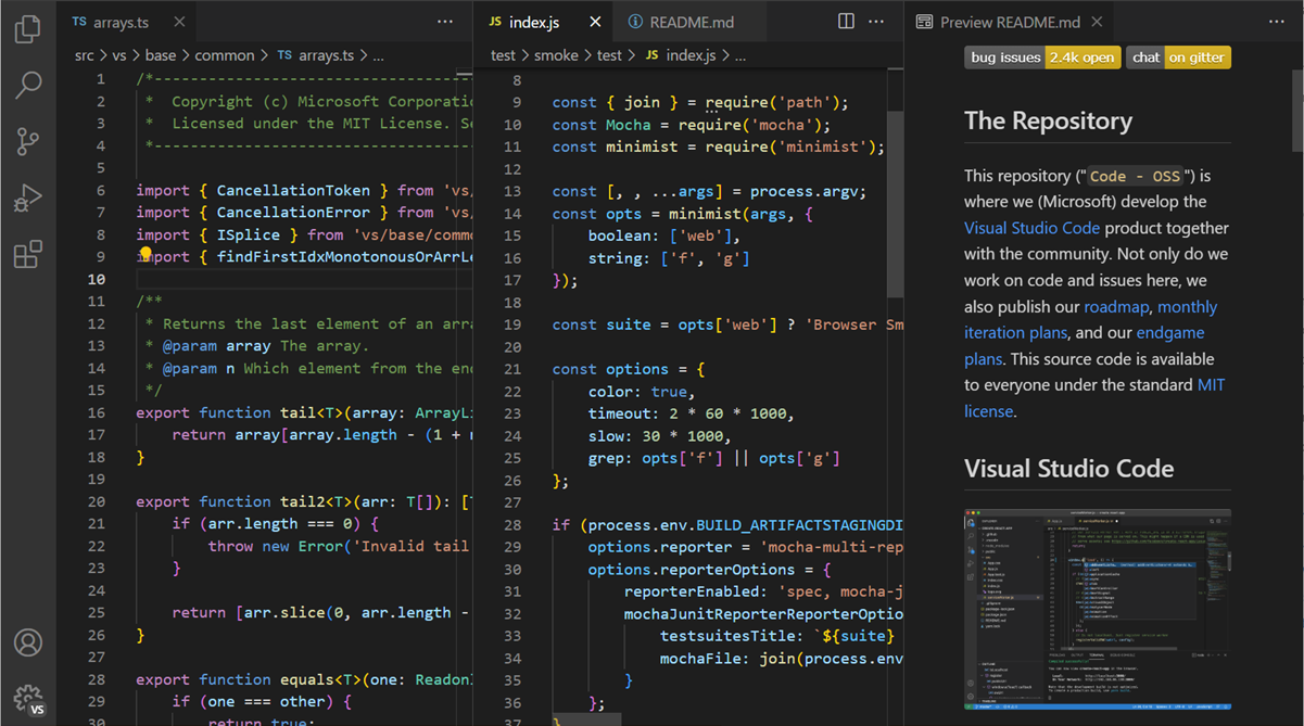 VS Code のサイドバイサイドエディタ